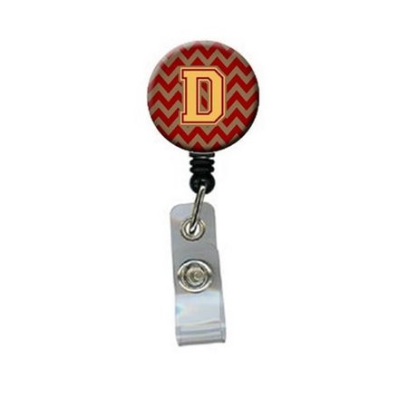 CAROLINES TREASURES Letter D Chevron Garnet and Gold Retractable Badge Reel CJ1048-DBR